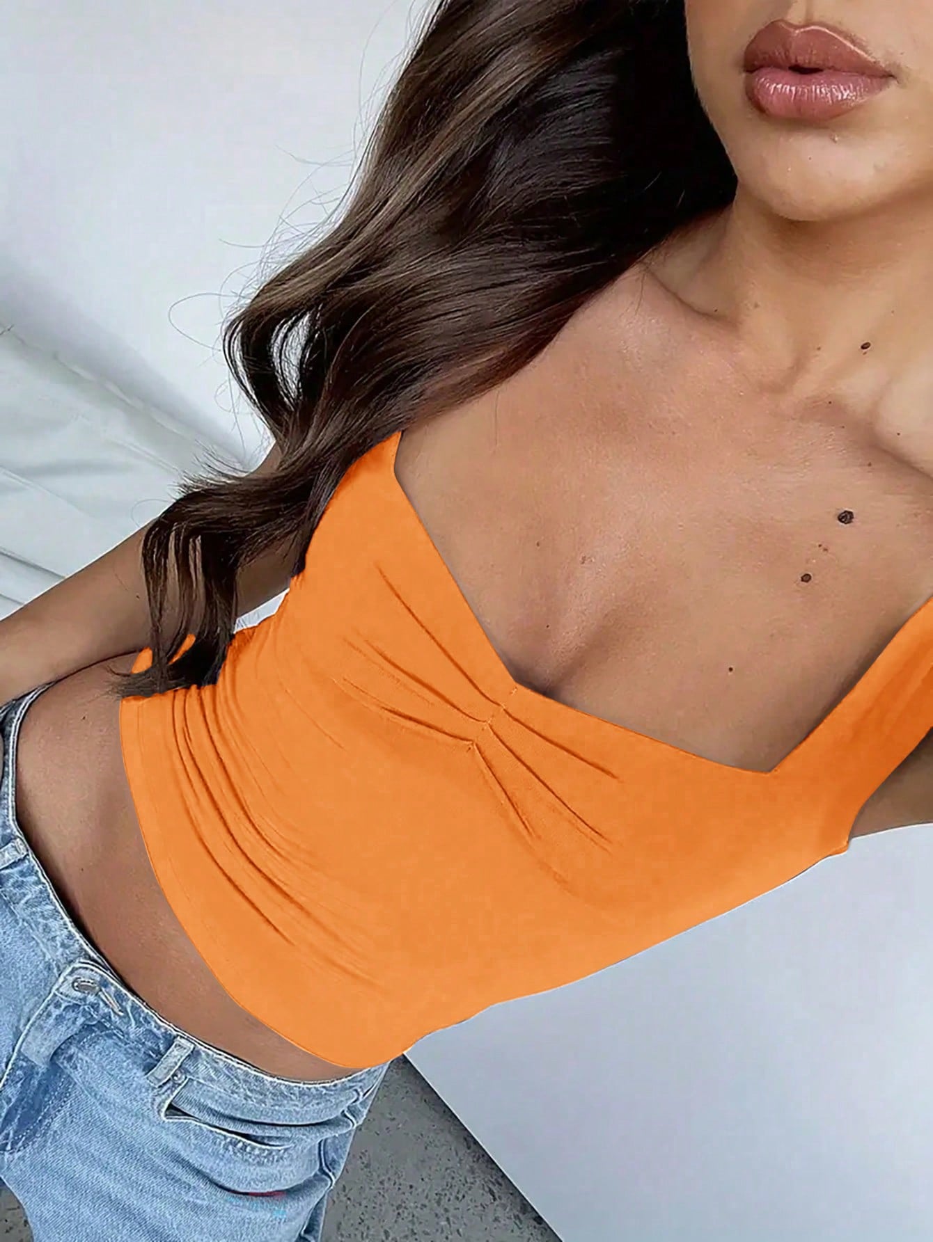 Women's Solid Color Cropped Tank Top For Summer