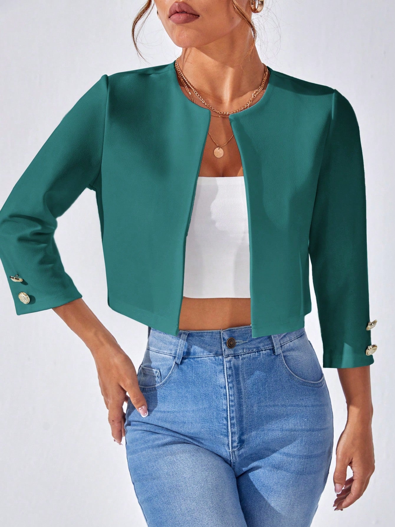 Women's Simple Solid Color Long Sleeve Jacket