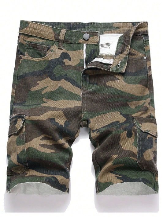 Tween Boy Spring/Summer Casual Camo Cargo Denim Shorts