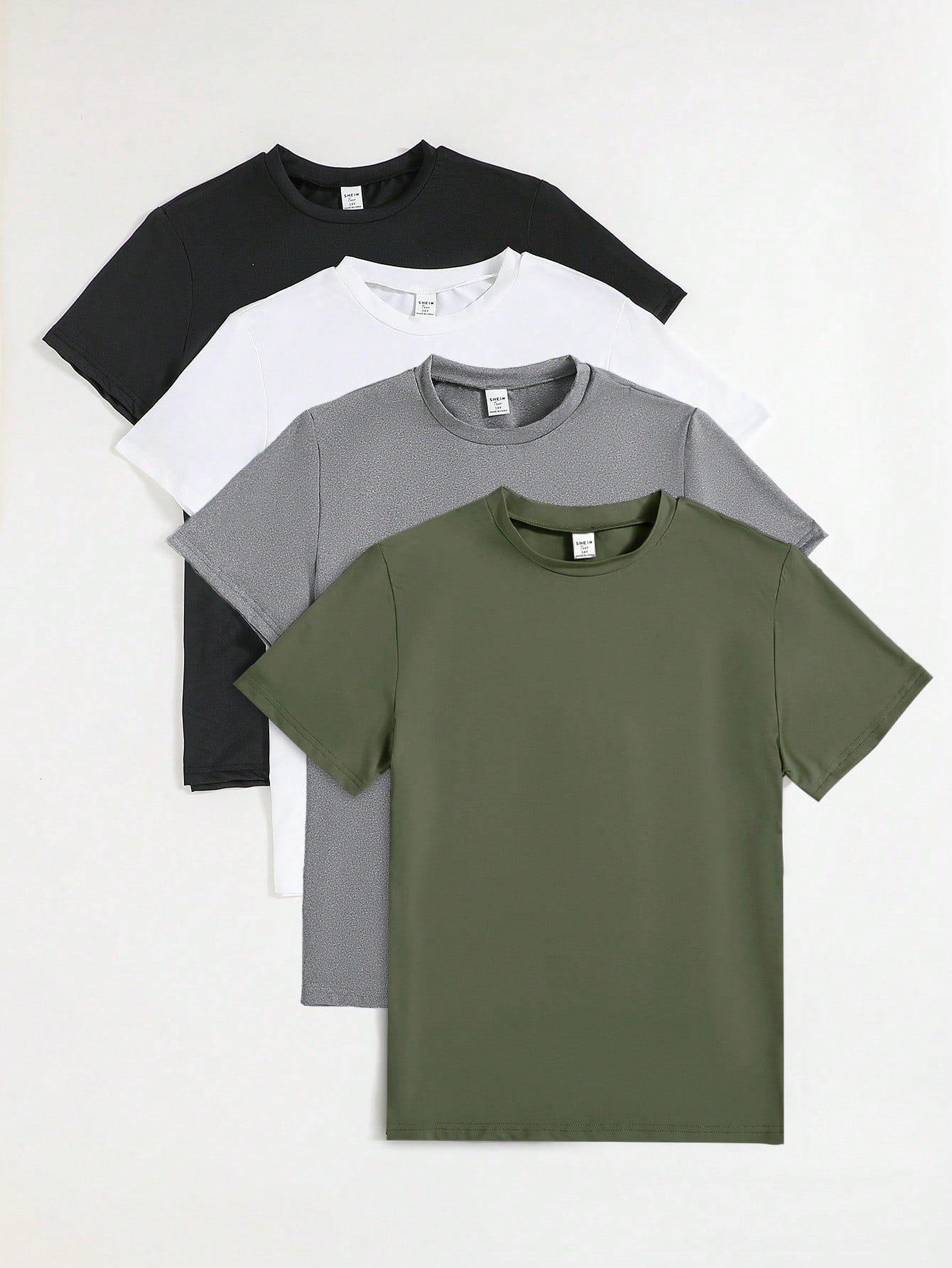 Teenage Boys' Plain Colored Short Sleeve T-Shirt For Daily Wear, Classic Round Neck Design, Soft And Comfortable