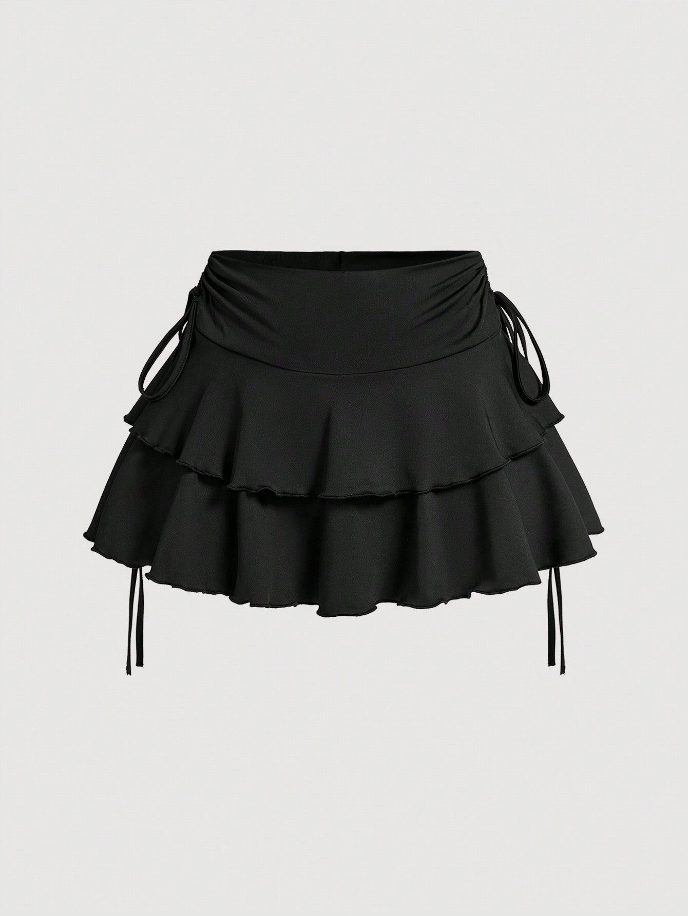 Summer Casual Drawstring Waist Pleated Cake Skirt