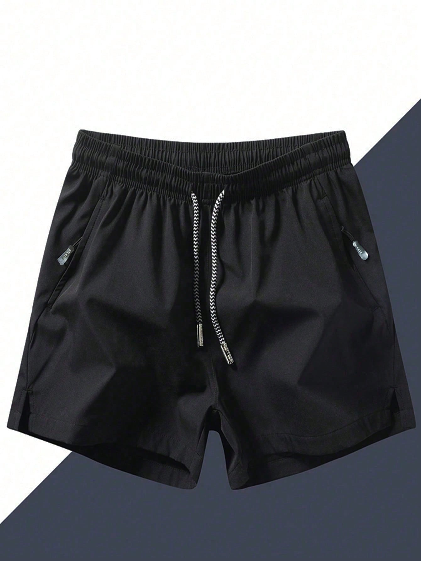 Men's Anti-Lost Zipper Pocket Drawstring Waistband Sports Shorts With Unique Design