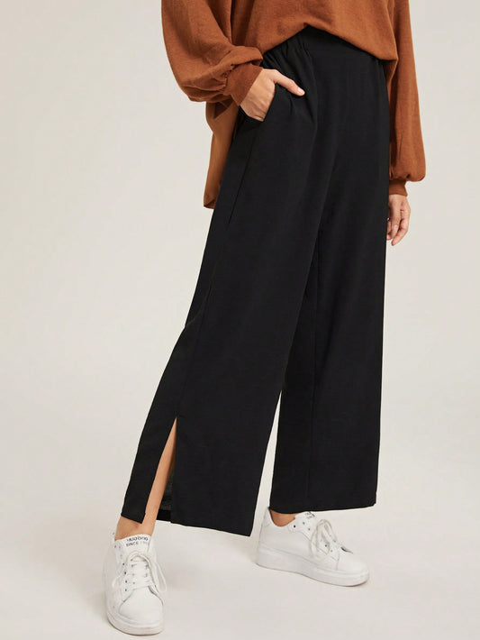 Split Hem Wide Leg Pants