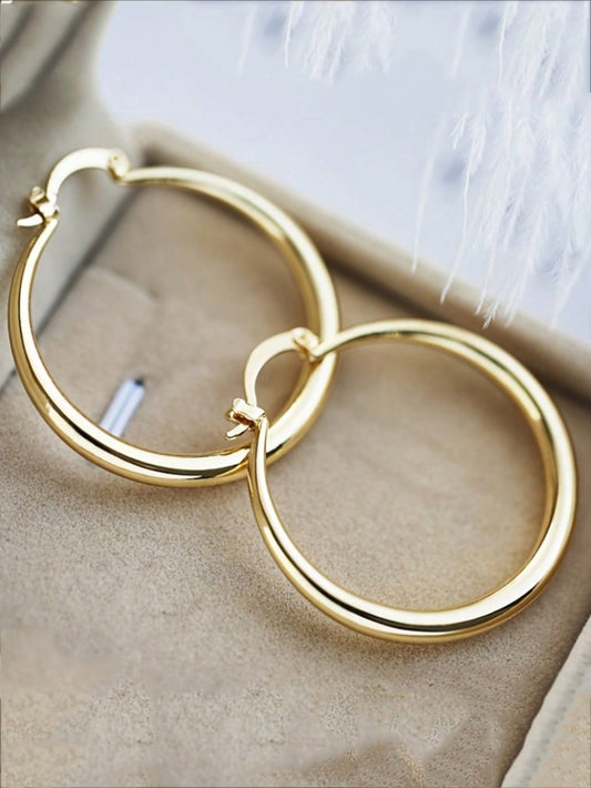 1pc Fashion Simple 18K Gold Earrings Big Circle Earrings Exquisite Smooth Ear Jewelry Ear Drop