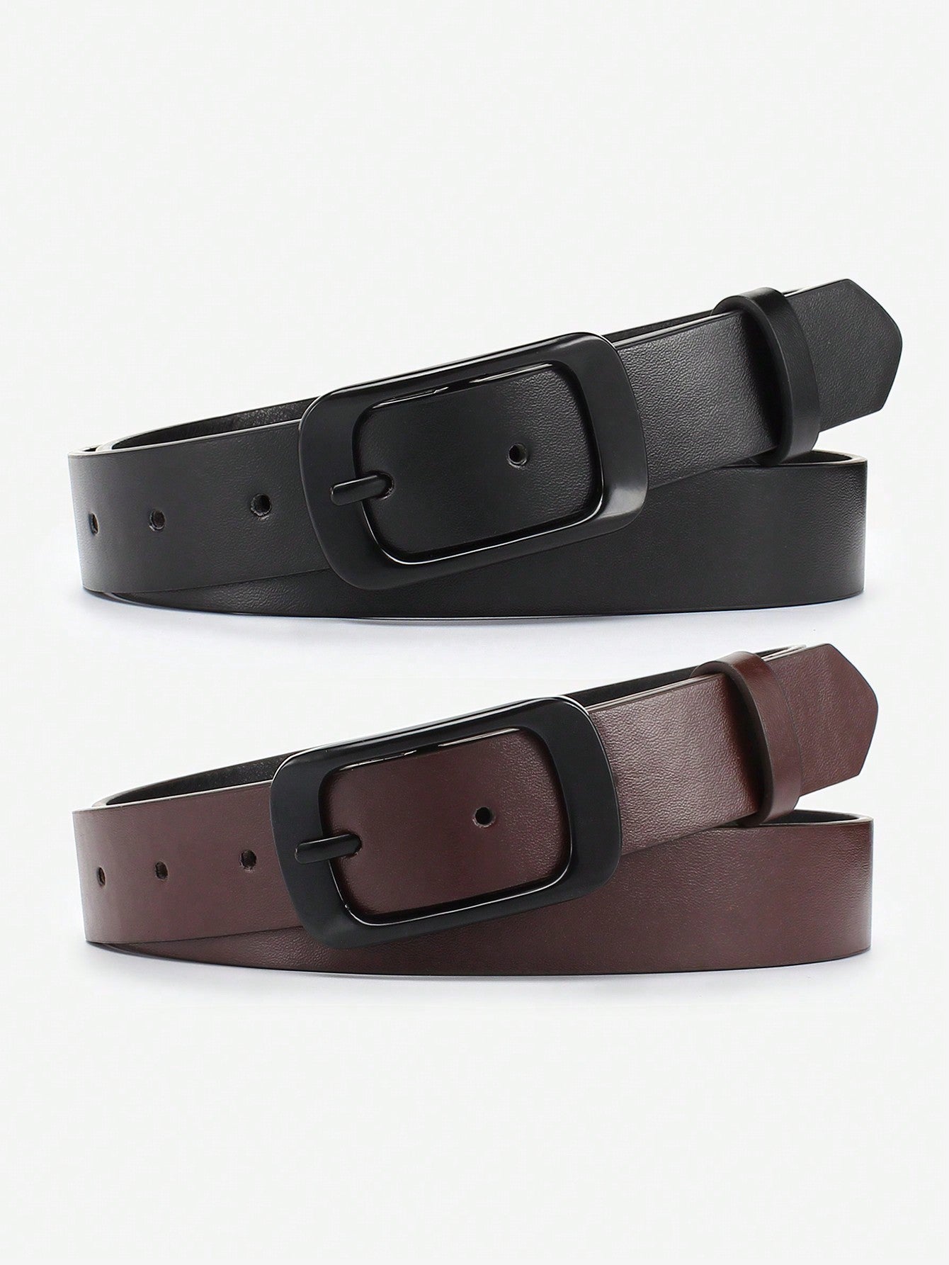 2pcs Teenager Trendy Leather Buckle Belt Casual Business Decorative Belt For Outdoor Party Holiday