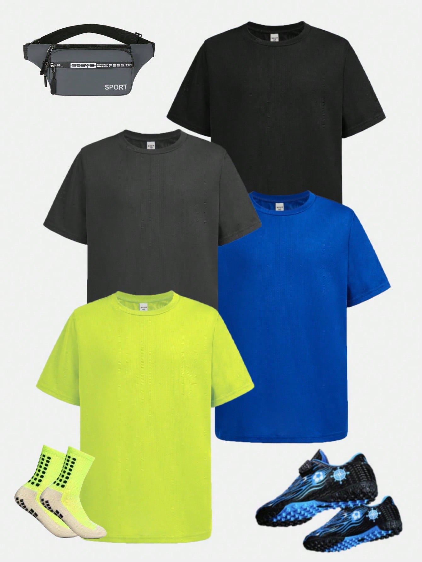 Tween Boys' Loose Fit Breathable Solid Color Round Neck Short Sleeve T-Shirt