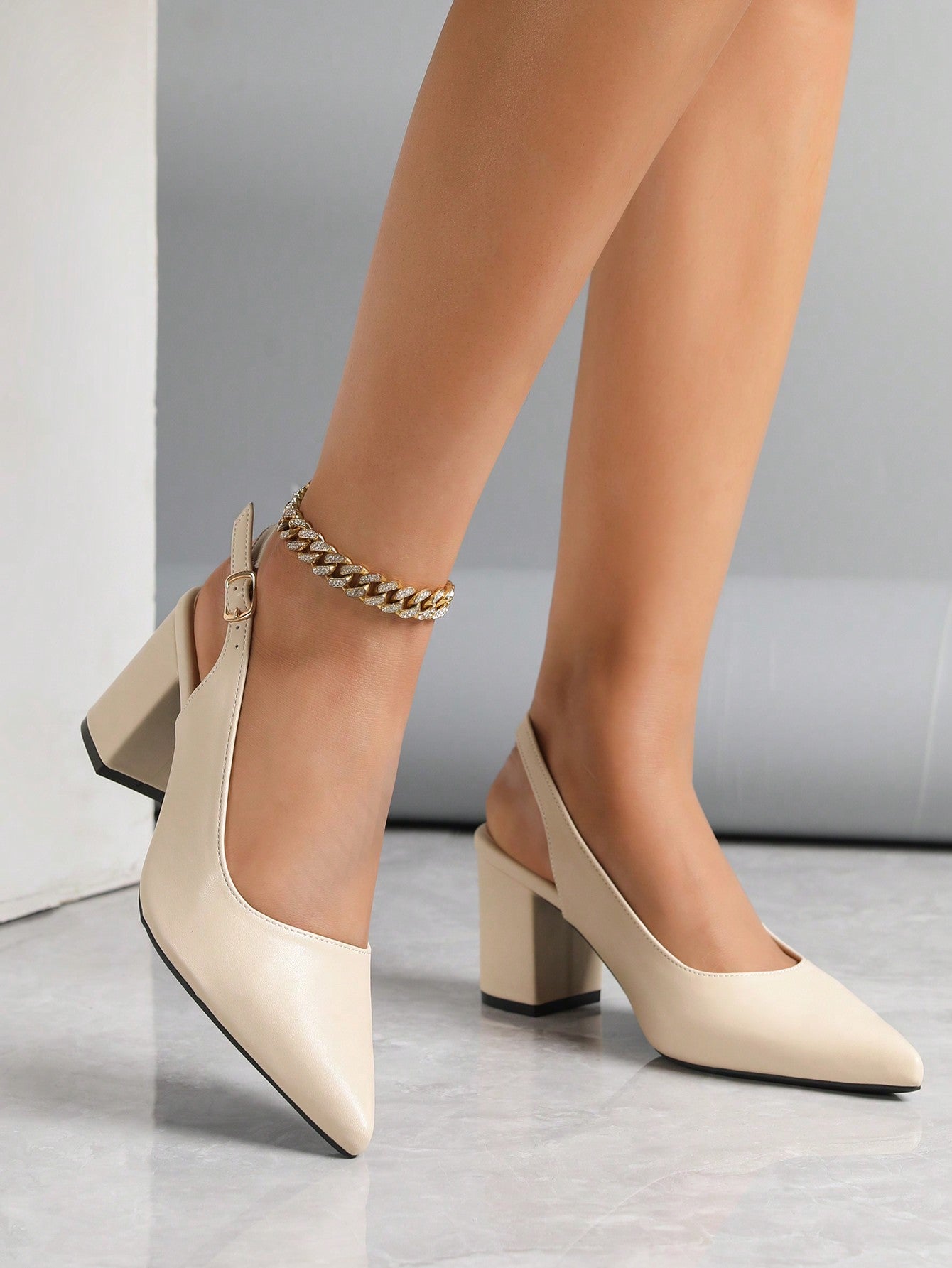 Women Elegant Summer New Style Suedette Stiletto Heels With Pointed Toe And Ankle Strap