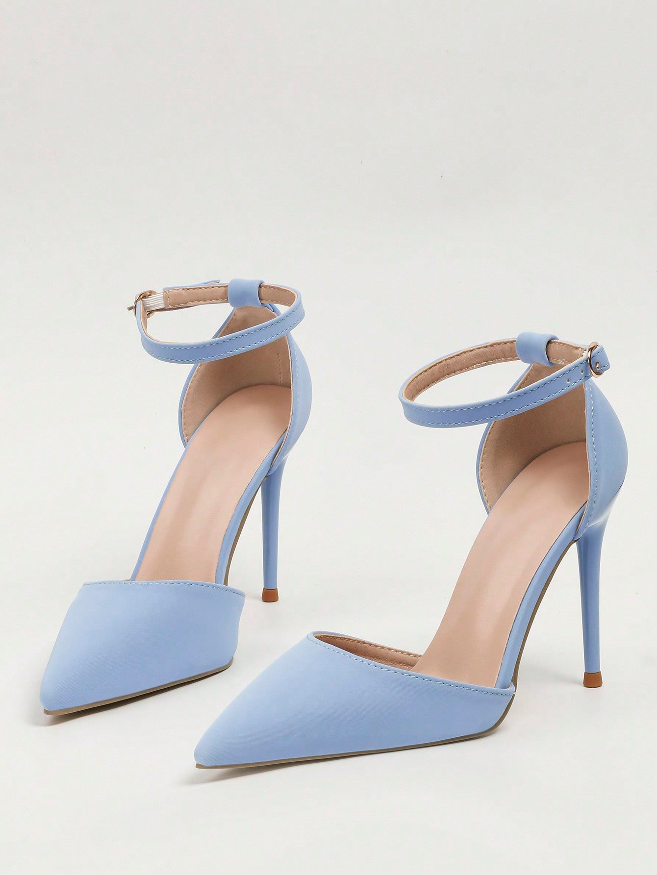 Women Stiletto Heeled Pumps, Point Toe Ankle Strap Pumps