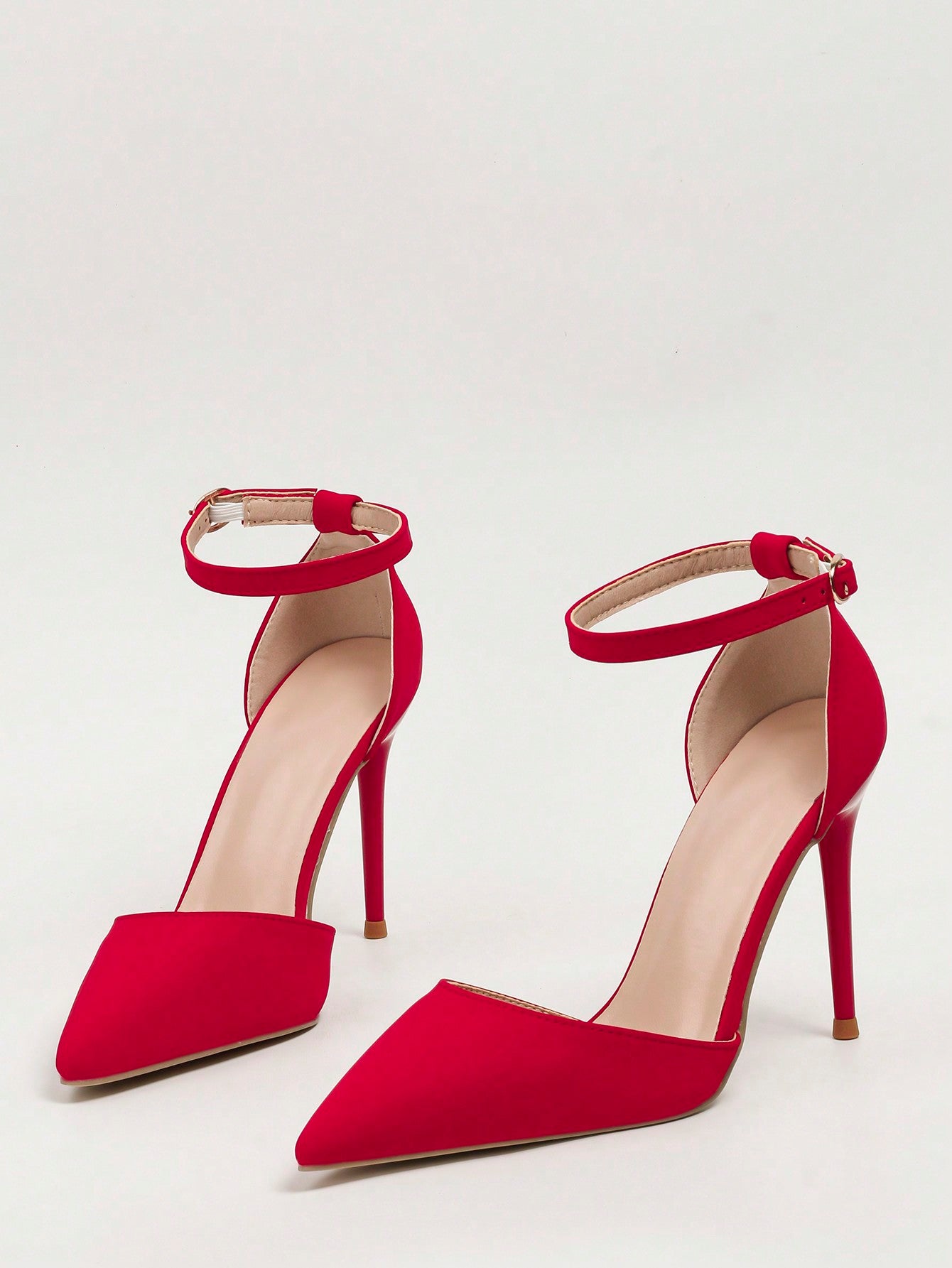 Women Stiletto Heeled Pumps, Point Toe Ankle Strap Pumps