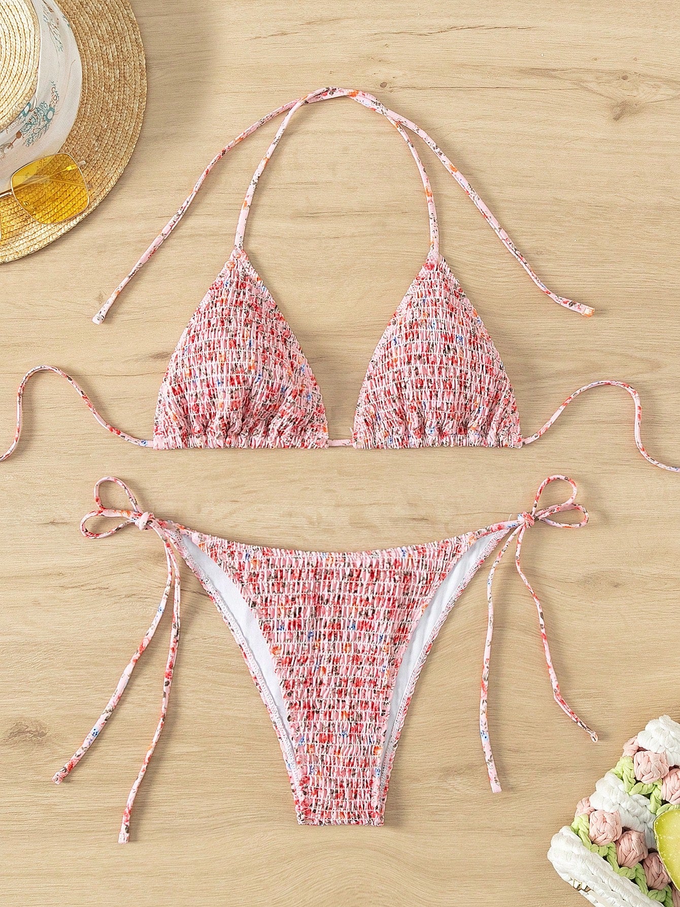 Swim Mod Printed Bandeau Bikini Set, Summer Beach