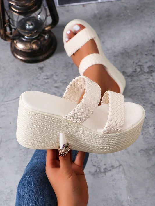 Women High Water-Resistant Vintage  Rope Fisherman Wedge Thick-Soled Sandals