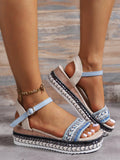 Women's Bohemian Style Wedge Heel Platform Sandals, Vintage Casual & Fashionable. Suitable For Summer & Holiday Seasons.
