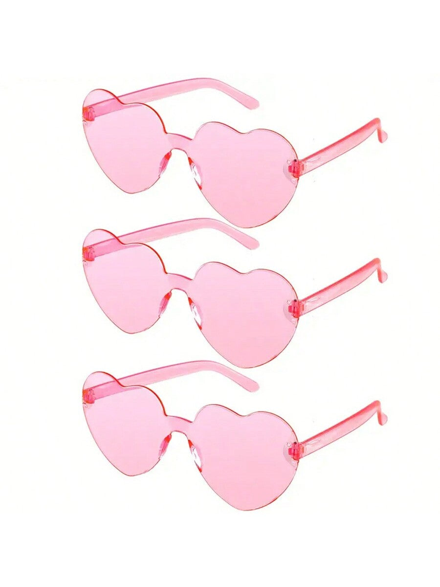 3 Pairs Of Sunglasses, Heart Shaped Glasses, Cute Candy Color Transparent Eyewear For Party,Party Decor Easter Gift