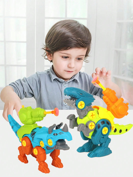 2pcs Dinosaur Assembly Toys For Children, Screwdriver DIY Puzzle Disassembly Combination Deformation T-Rex, Gift For Boys And Girls