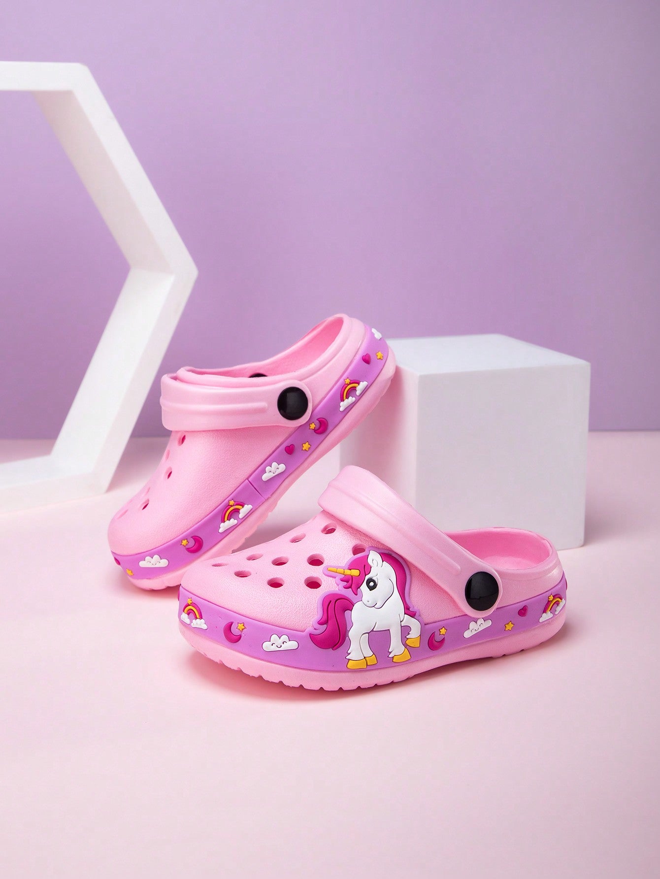 Children Four Seasons Unicorn Leisure Fashion Thick-Soled Slippers Waterproof Non-Slip Outdoor Sandals Closed-Toe Breathable Beach Shoes With Holes