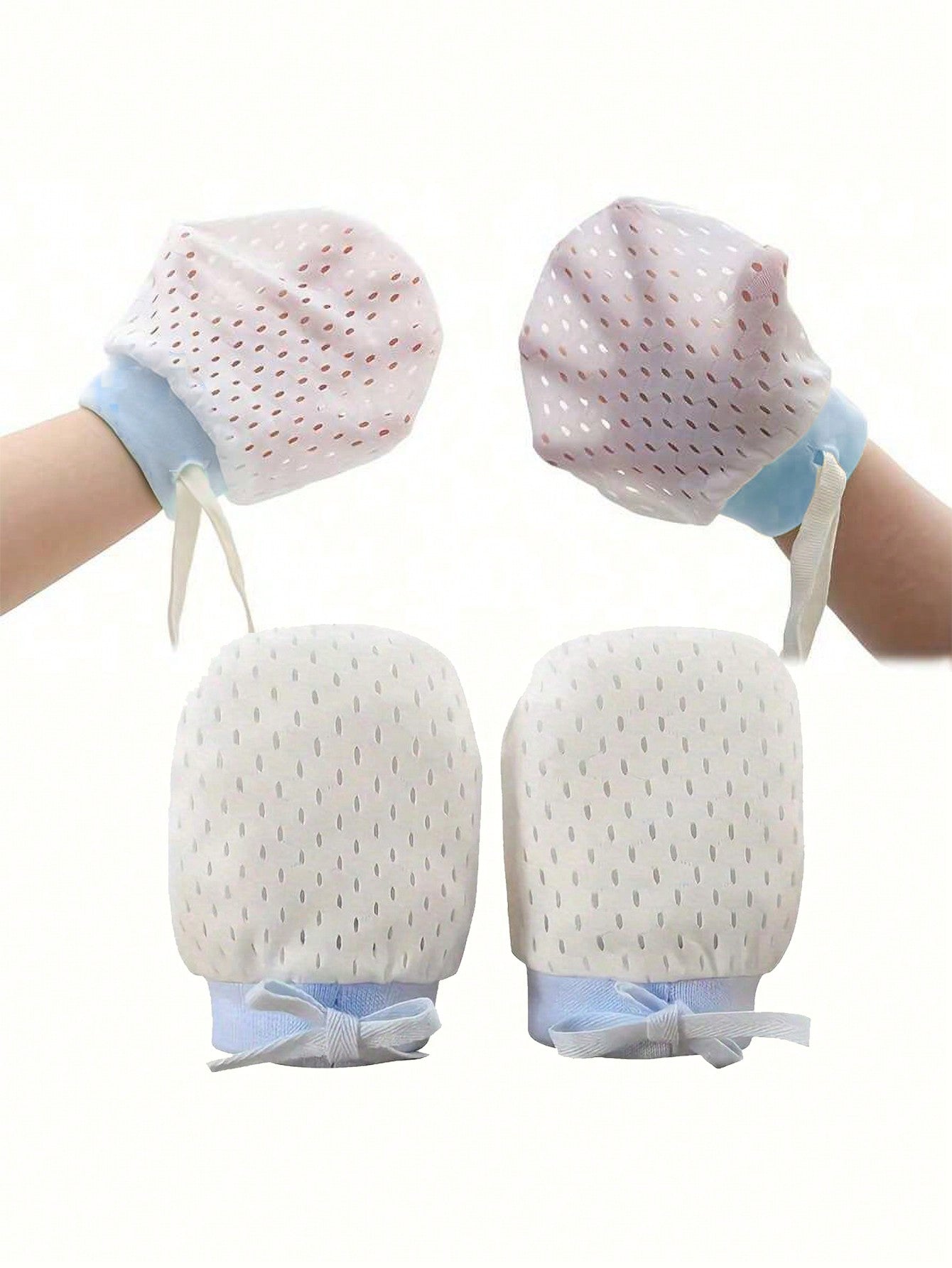 1 Pair Baby Anti-Scratch Gloves, Adjustable Drawstring Summer Anti-Scratch Face Toddler Mittens