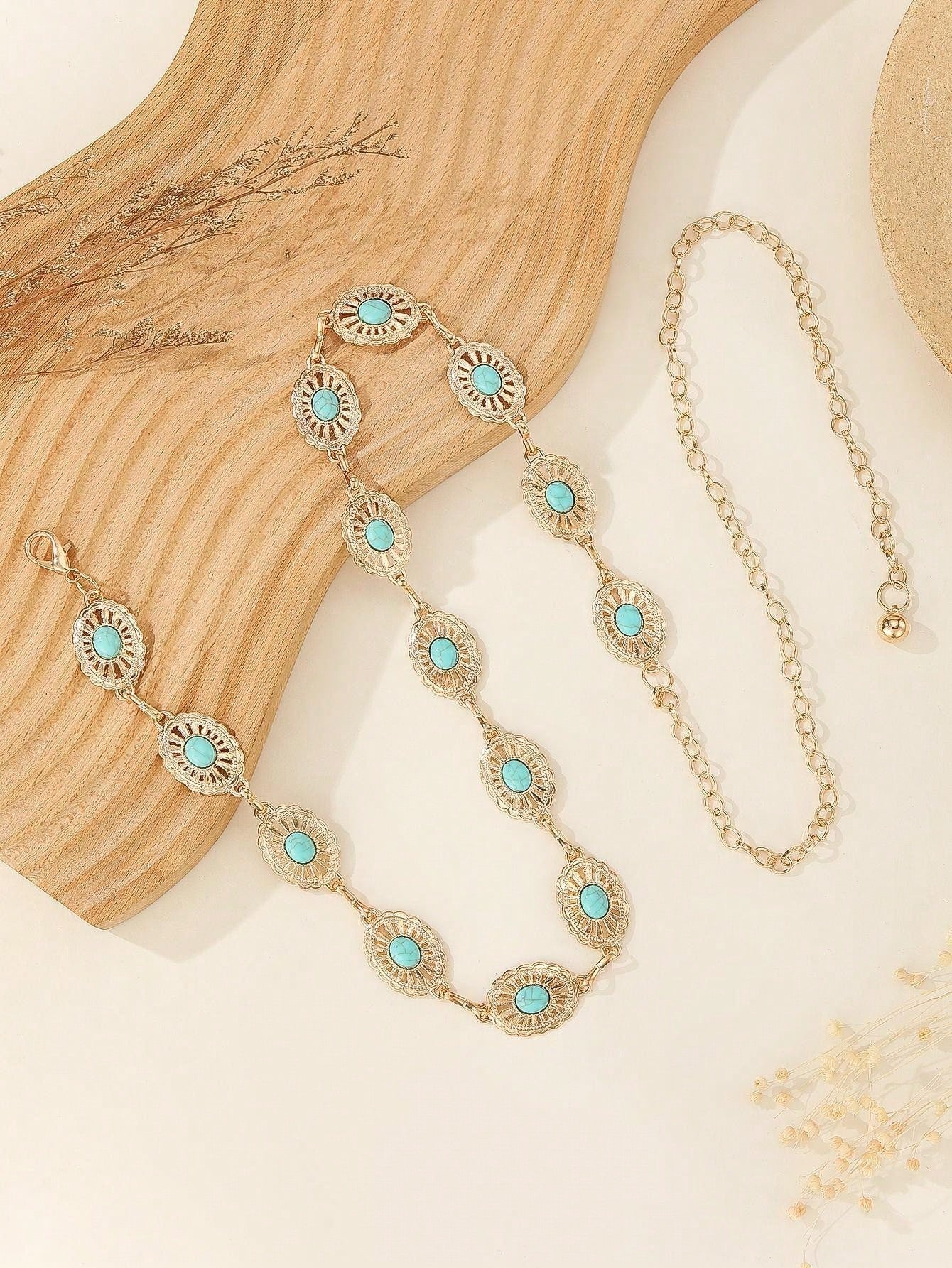 1PC Girls' Fashion Turquoise Waist Chain Accessories Dress New Summer Thin Belt Versatile Waist Cover