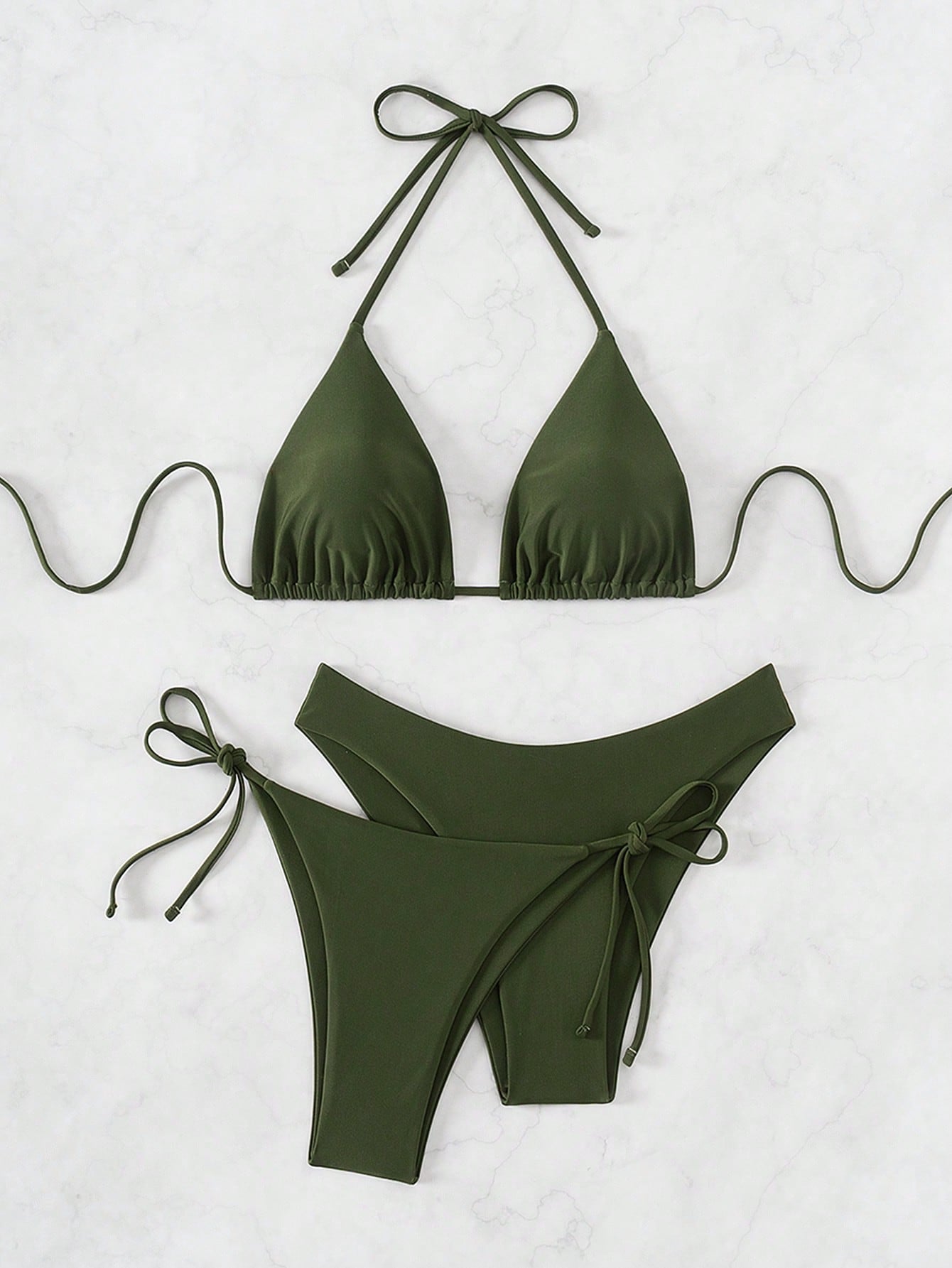 Swim Summer Beach 3pcs/Set Women's Plain Bikini Set