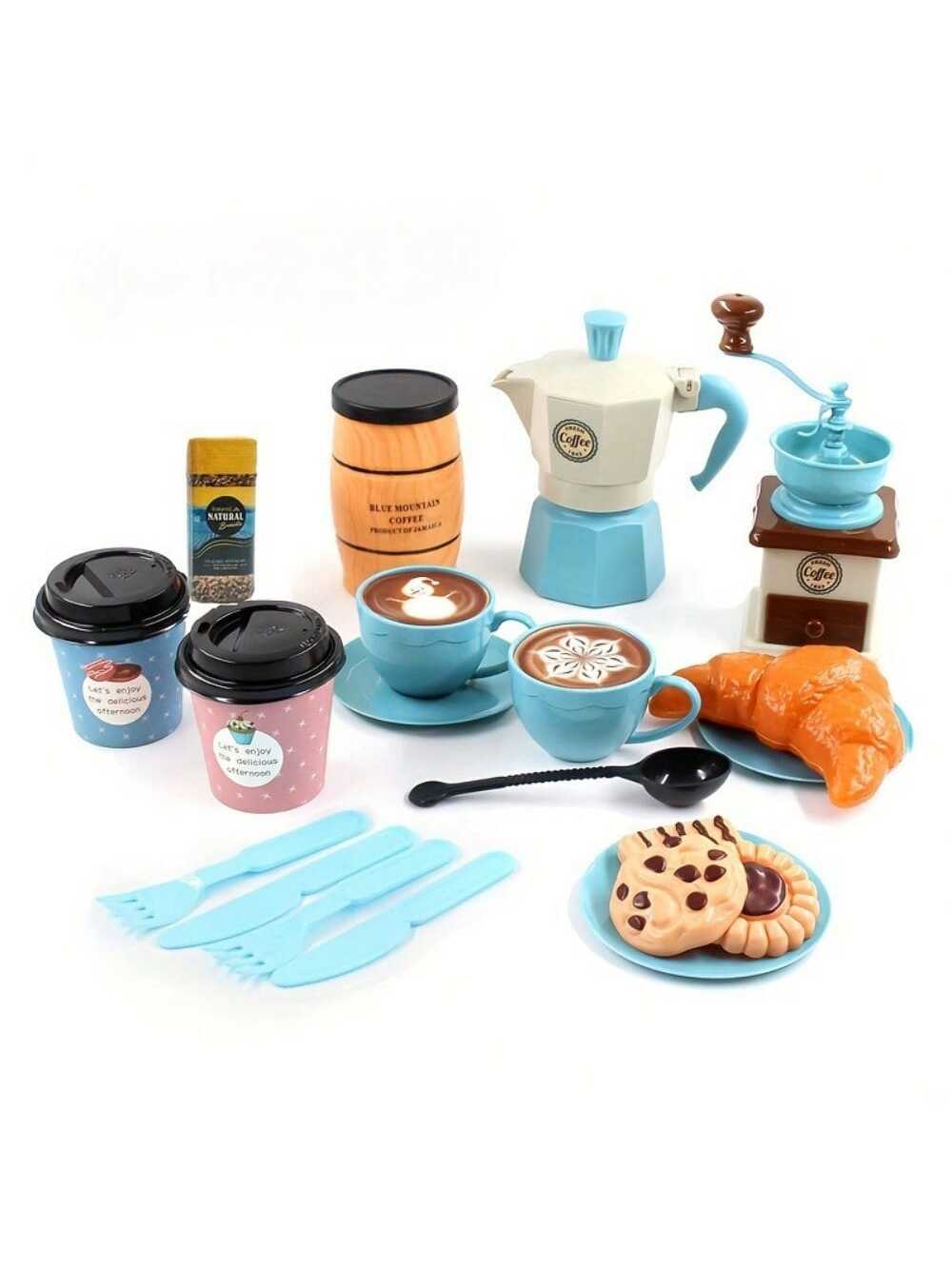 Children Play House Toy Simulation Coffee Machine Cake Table Snacks Afternoon Tea Toy Set For Boys And Girls, Accessory Color And Coffee Pattern Random