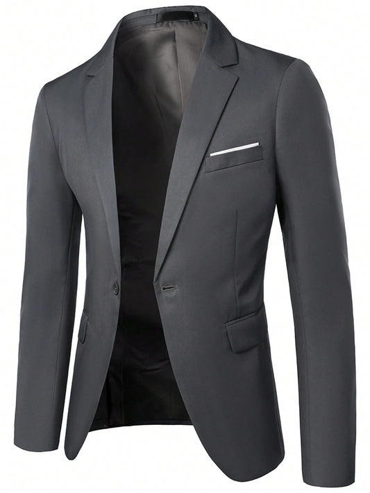 Men's Business Casual Flat Collar Single-Breasted Blazer