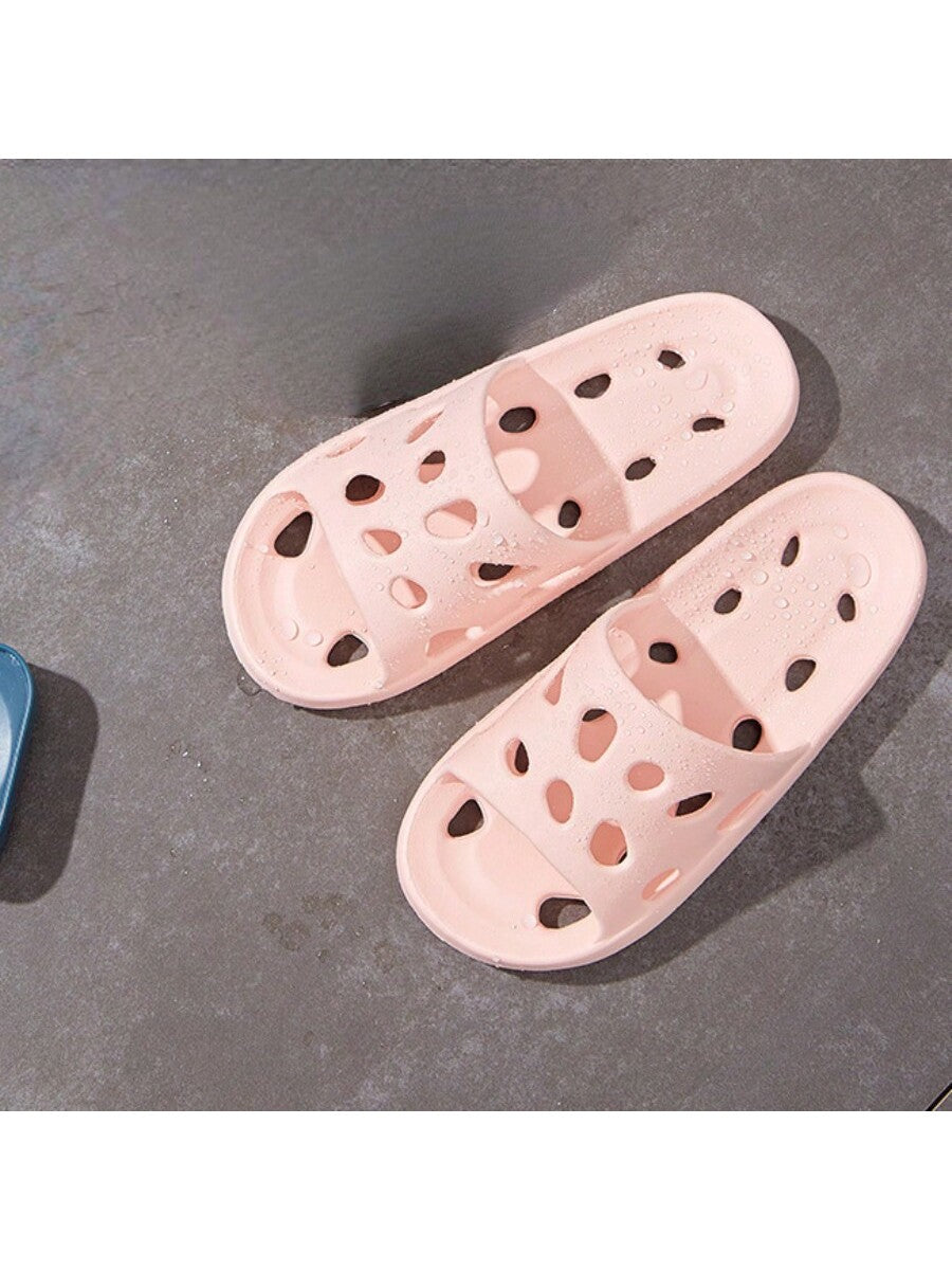 Summer Indoor Slippers With Hollow Out Design, Anti-Slip & Quick-Drying