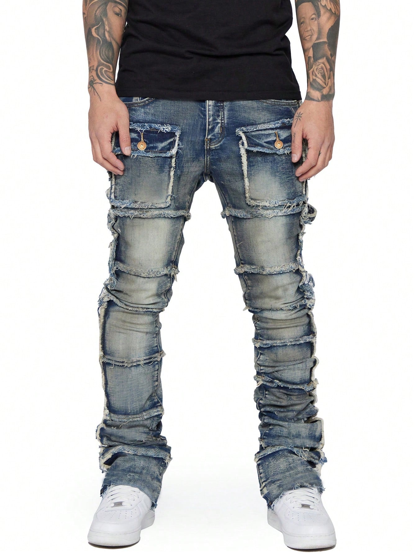 Street Life Men Slim-Fit Casual Jeans With Frayed Edges