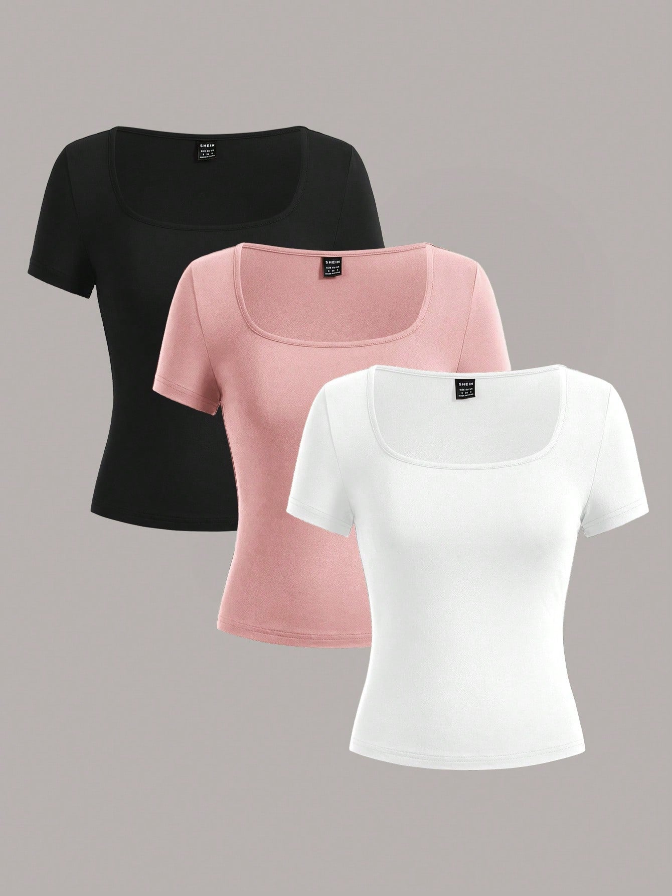 3pcs Crop Sleeve Casual Slim Fit Women's T-Shirts, Suitable For Summer