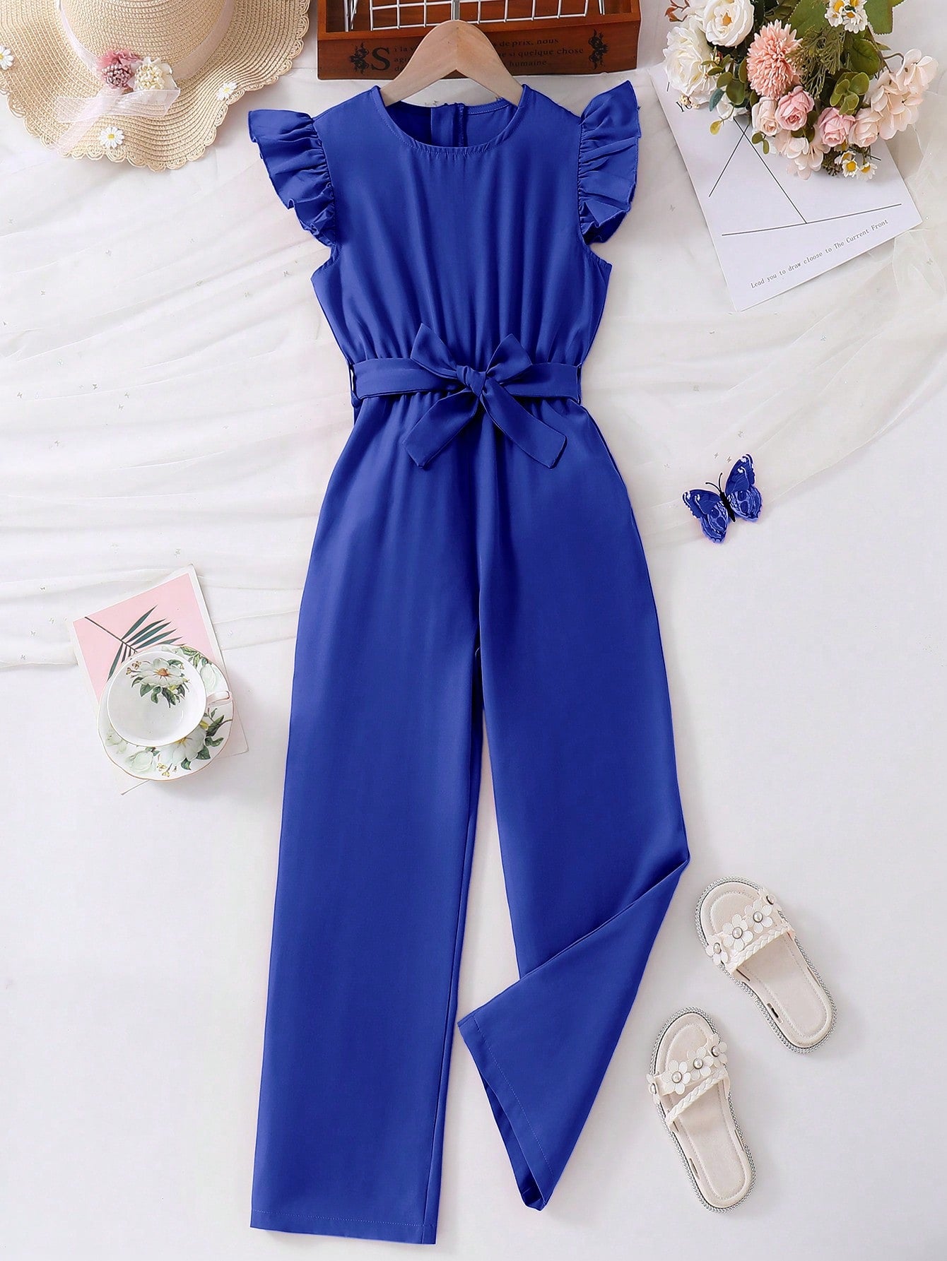 Tween Girl Ruffle Trim Jumpsuit