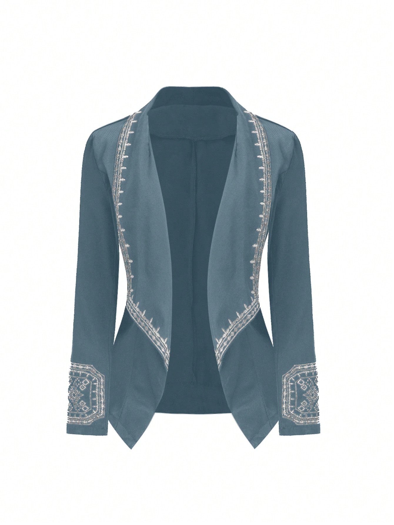 Plus Size Embroidered Cape Collar Blazer Jacket