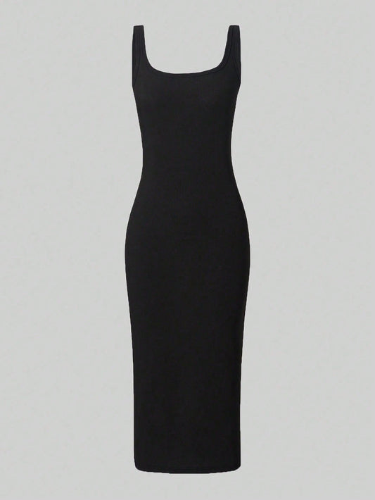 Tween Girl Sleeveless Bodycon Dress With Ribbed Texture