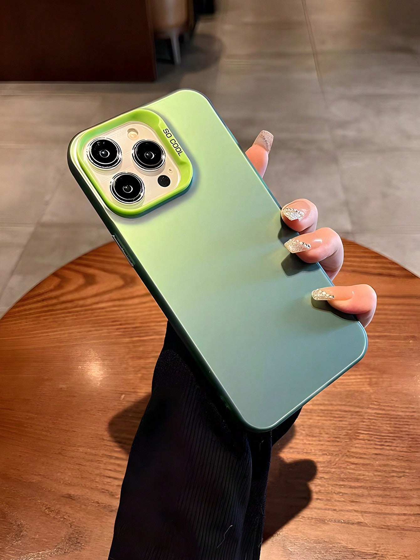 Blue 1pc Girl Charming Multicolor Gradient Anti-Shock Protective Phone Case (Dual Layer) Compatible With Iphone 12/13/14/15 Pro/Pro Max [Multiple Colors Available]