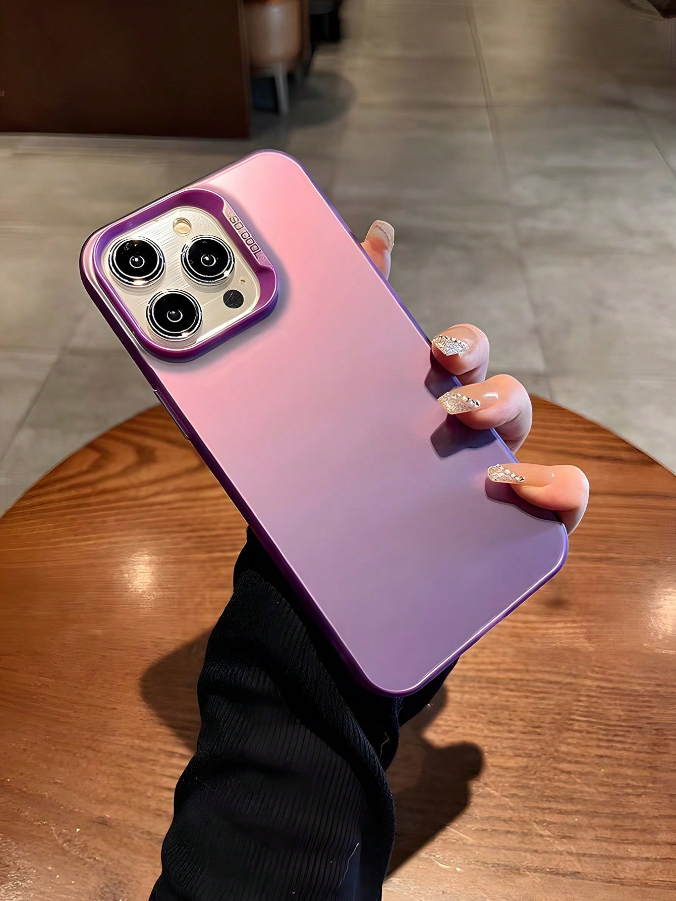 Blue 1pc Girl Charming Multicolor Gradient Anti-Shock Protective Phone Case (Dual Layer) Compatible With Iphone 12/13/14/15 Pro/Pro Max [Multiple Colors Available]