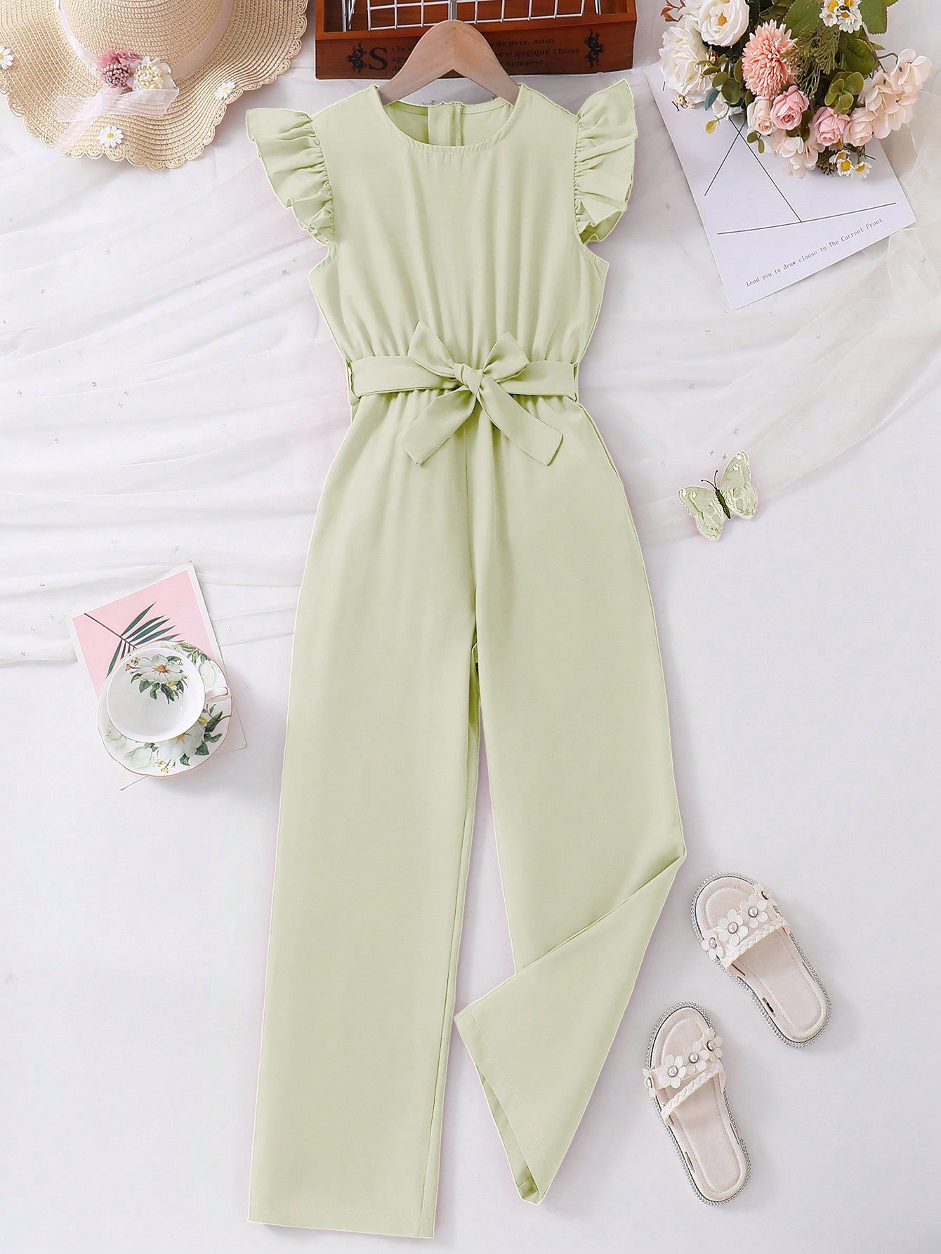 Tween Girl Ruffle Trim Jumpsuit