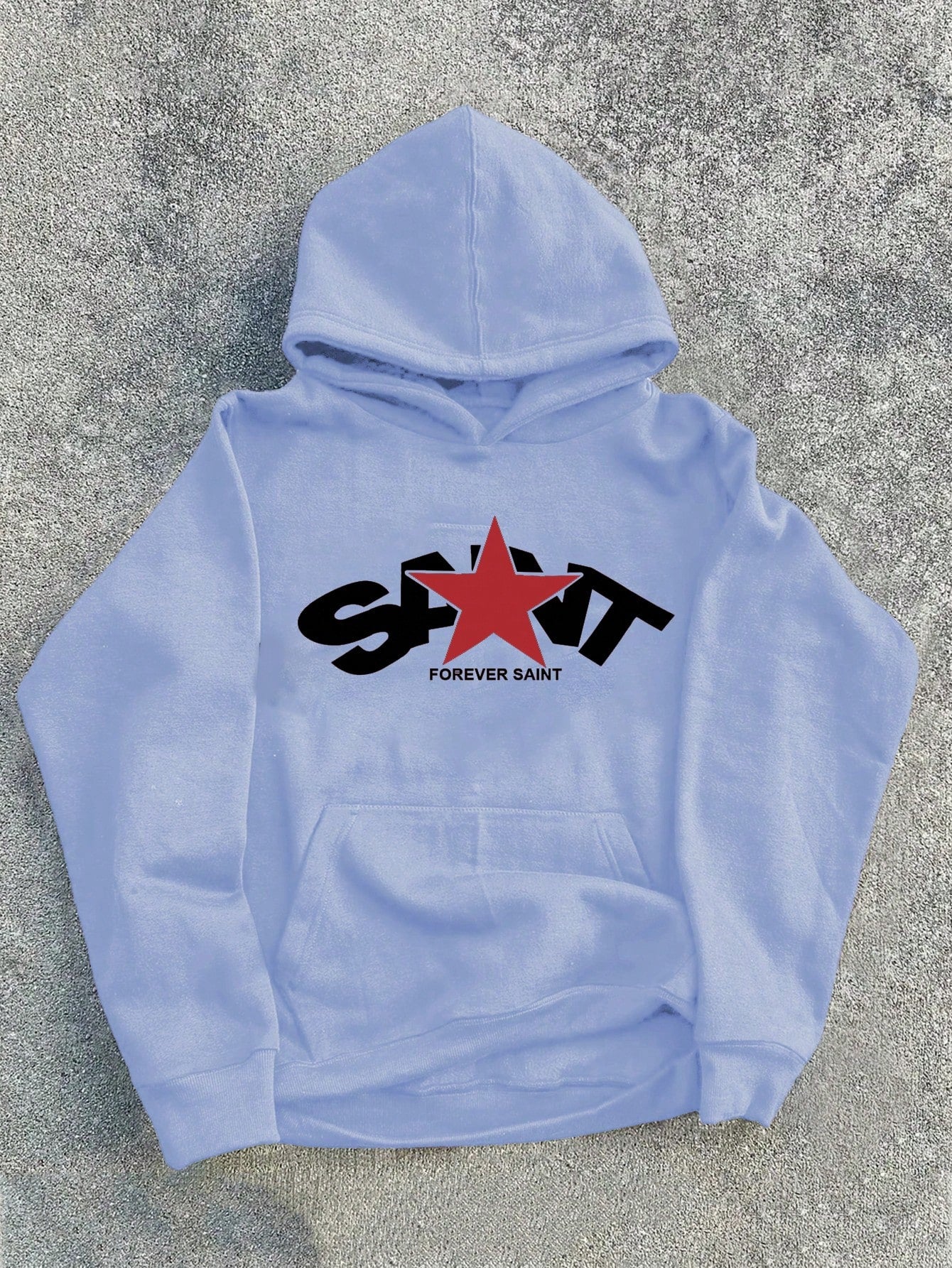 Men's Casual Hooded Fleece Sweatshirt With Star And Letter Print