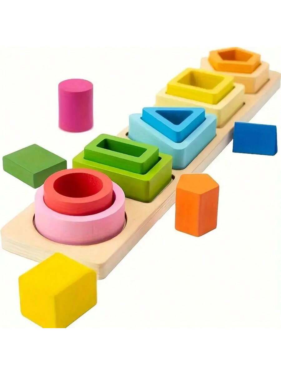 Montessori Toys For 3 Year Old Boys Girls-Wooden Sorting & Stacking Toys For Baby Toddlers,Educational Shape Color Sorter Preschool Kids Gifts