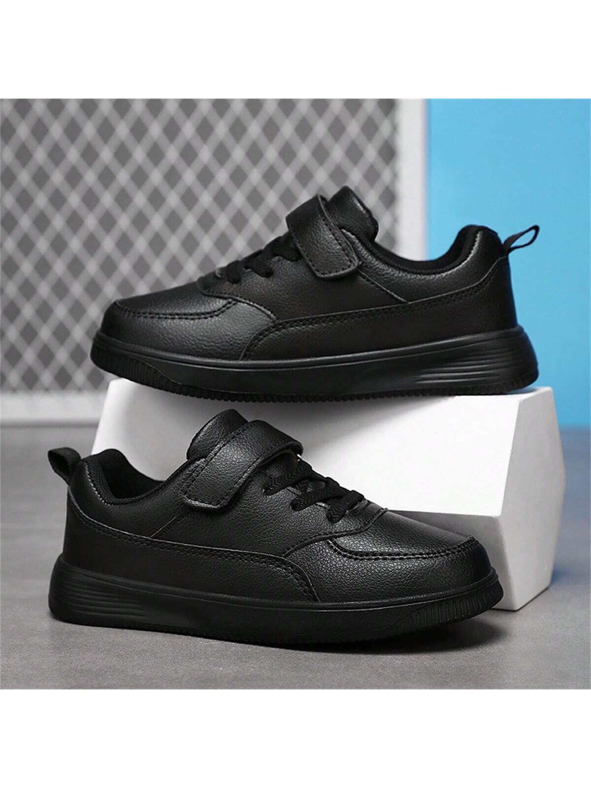 Boys" Children Shoes, Black Leather Casual Sports Shoes For Spring