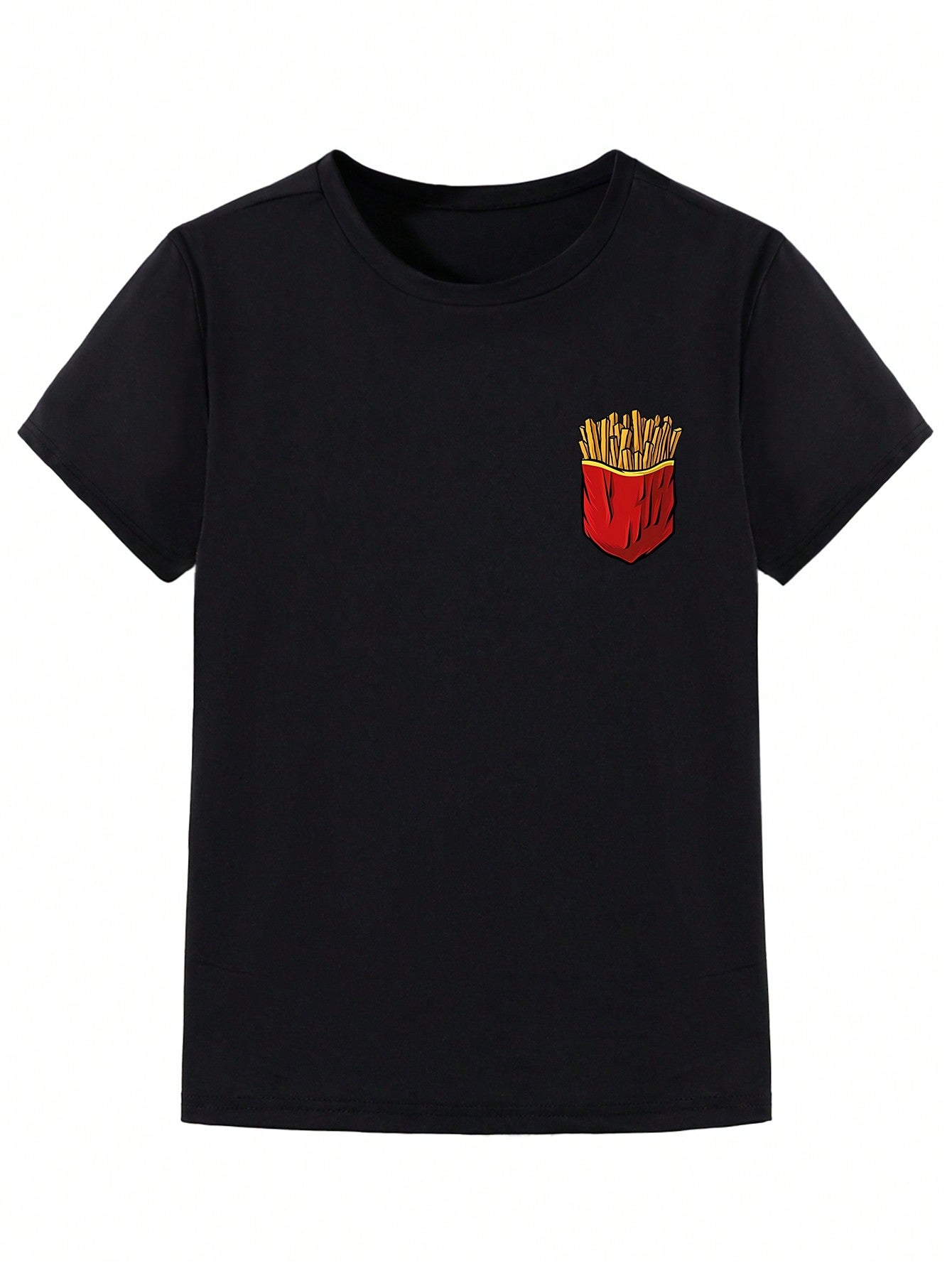 Tween Boy French Fries Printed Casual Cute Short Sleeve T-Shirt