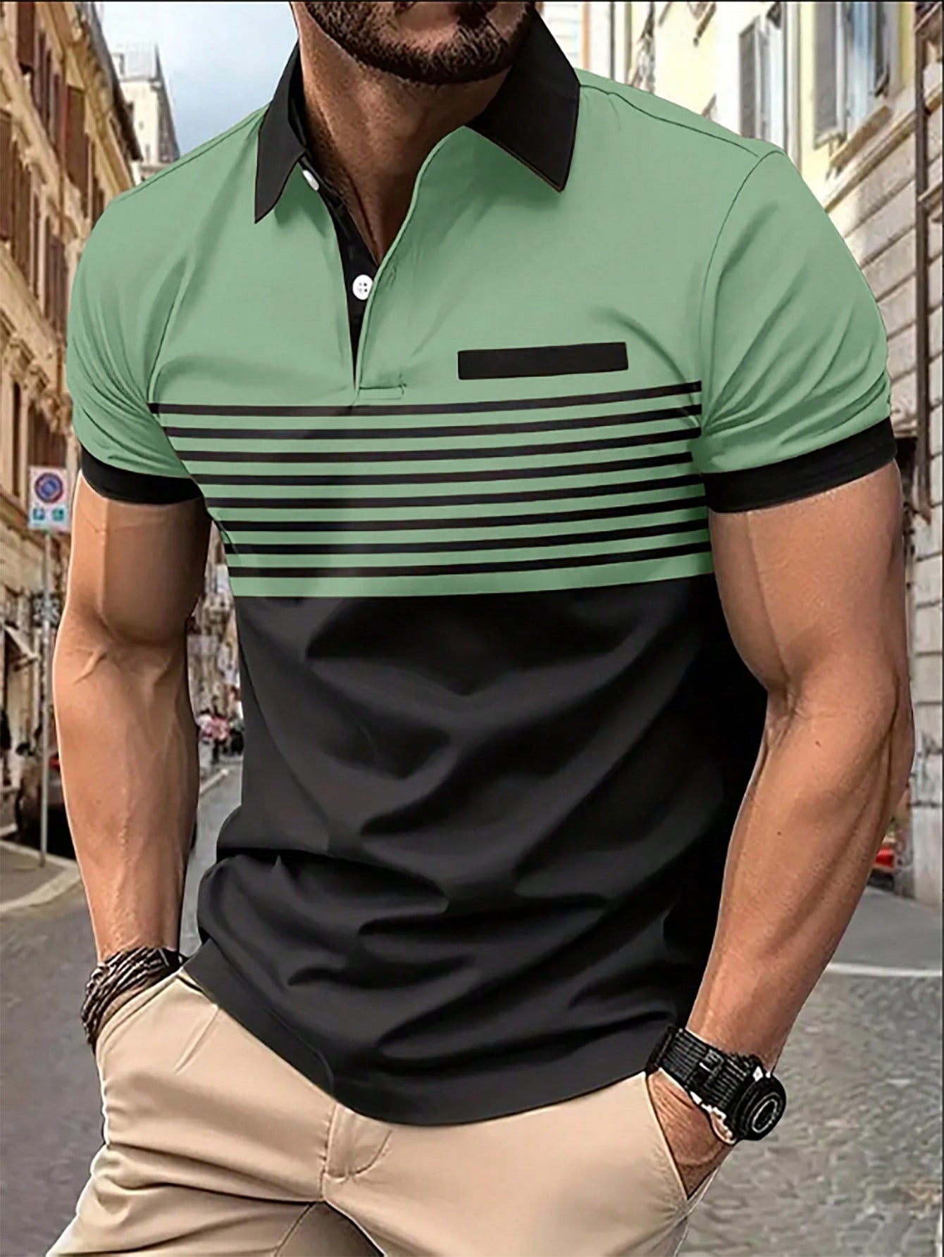 Manfinity Homme Men's Contrast Color Polo Shirt