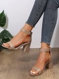 Women's Fashion Floral High-Heeled Sandals, Chunky Heels, High-End Party Style For Summer, Ankle Strap Design