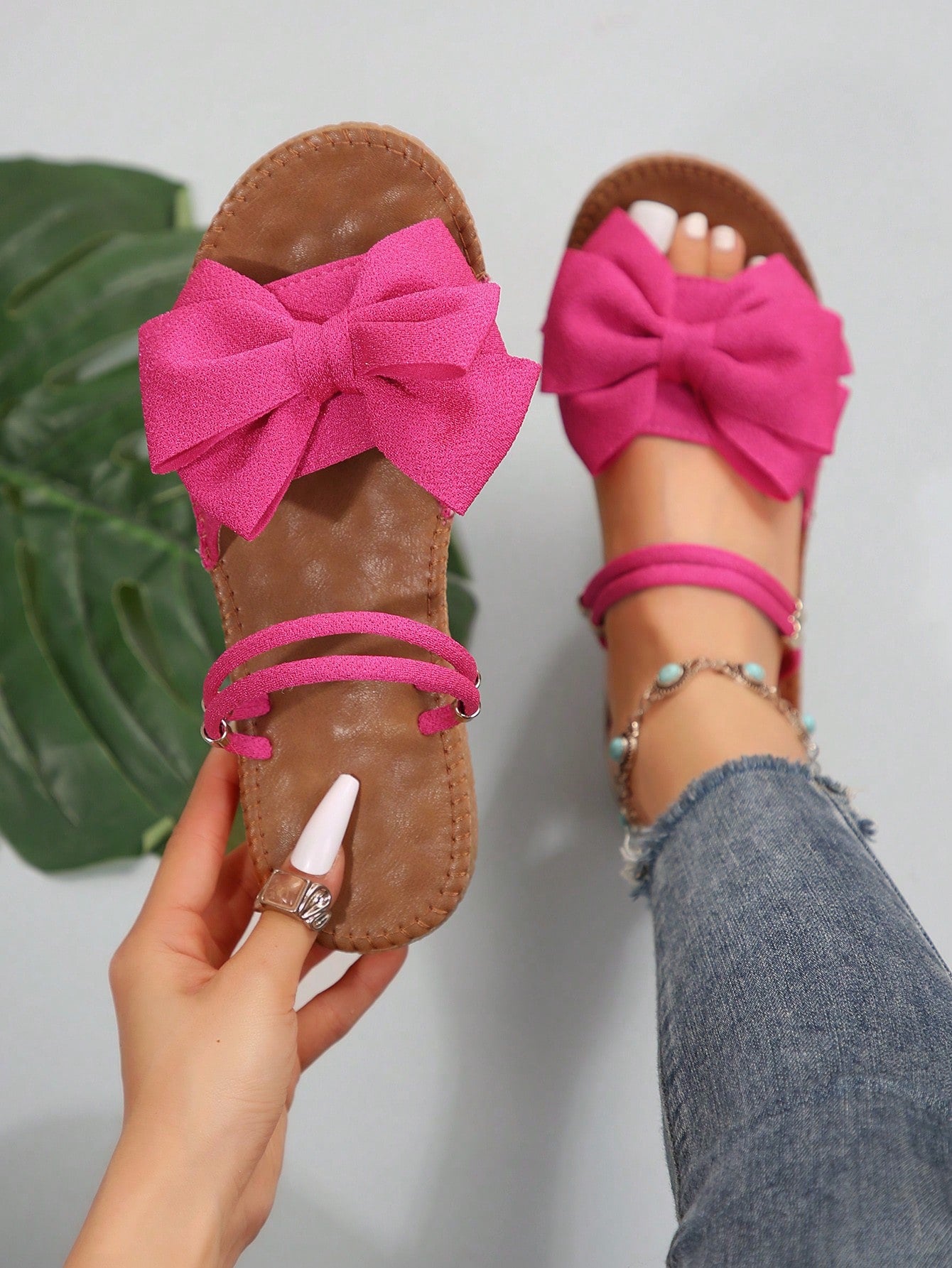 Bowknot Slippers For Women, Fashionable Non-Slip Beach Shoes With Bow Knot Design, Outdoor & Indoor Style