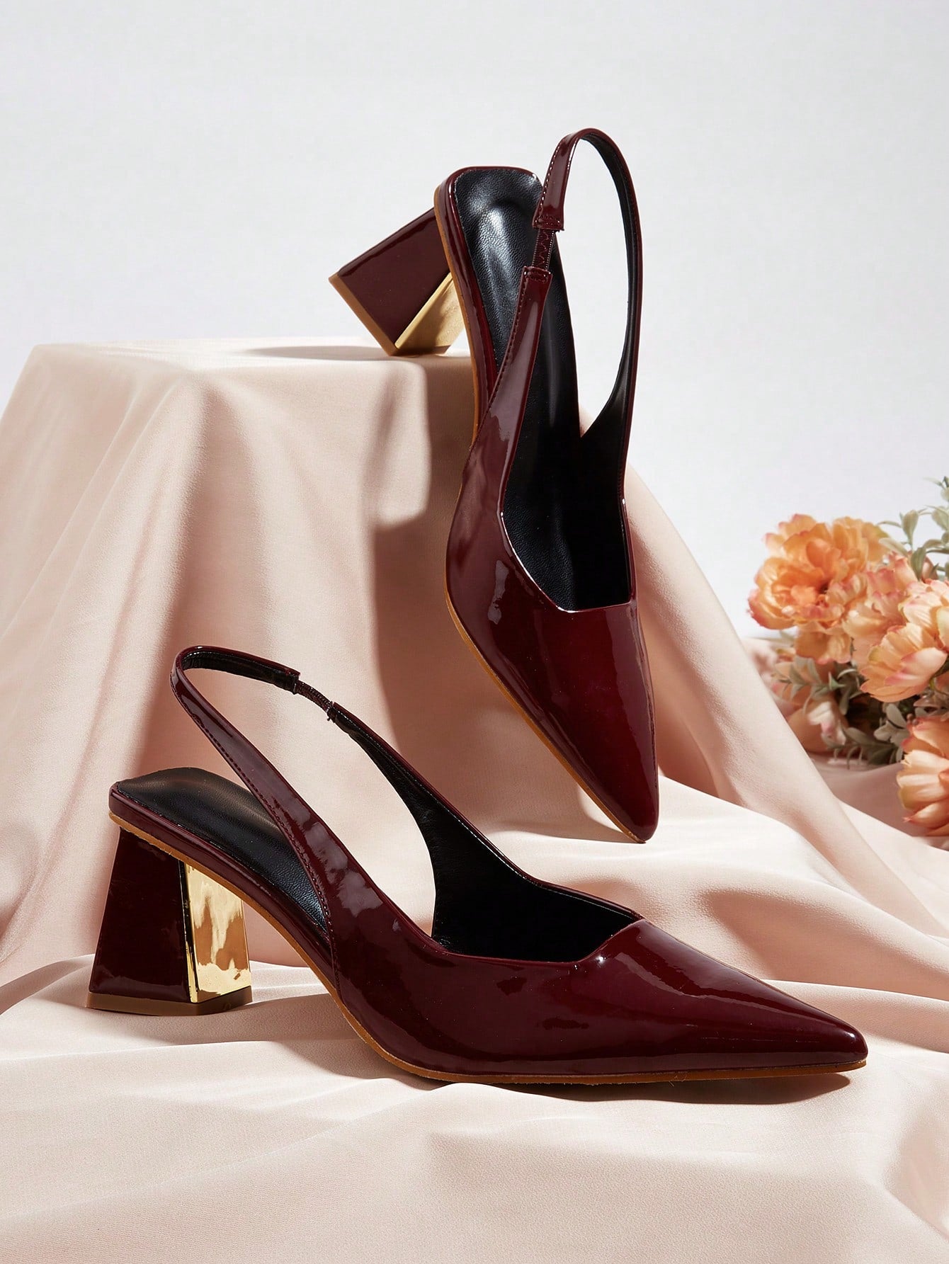 Elegant Slingback Pumps Women Sculptural Heeled Pumps, Coffee Brown Elegant Solid Color Women's High Heel Sandals With Back Strap