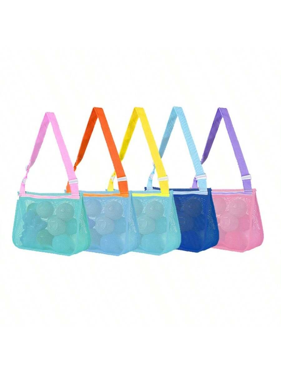 1pc Children Beach Shell Toy Organizer Bag, Sand Digging Tool Storage Mesh Bag, Suitable For Beach, Park, Toy Storage