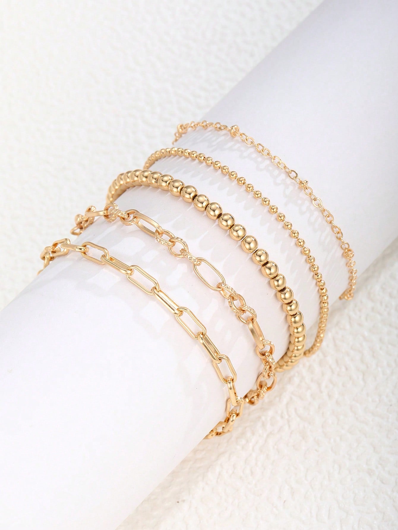 5pcs/Set Girls Bohemian Style Fashion Ball Chain Bracelet For Kids Minimalist Bracelet For Daily Wear