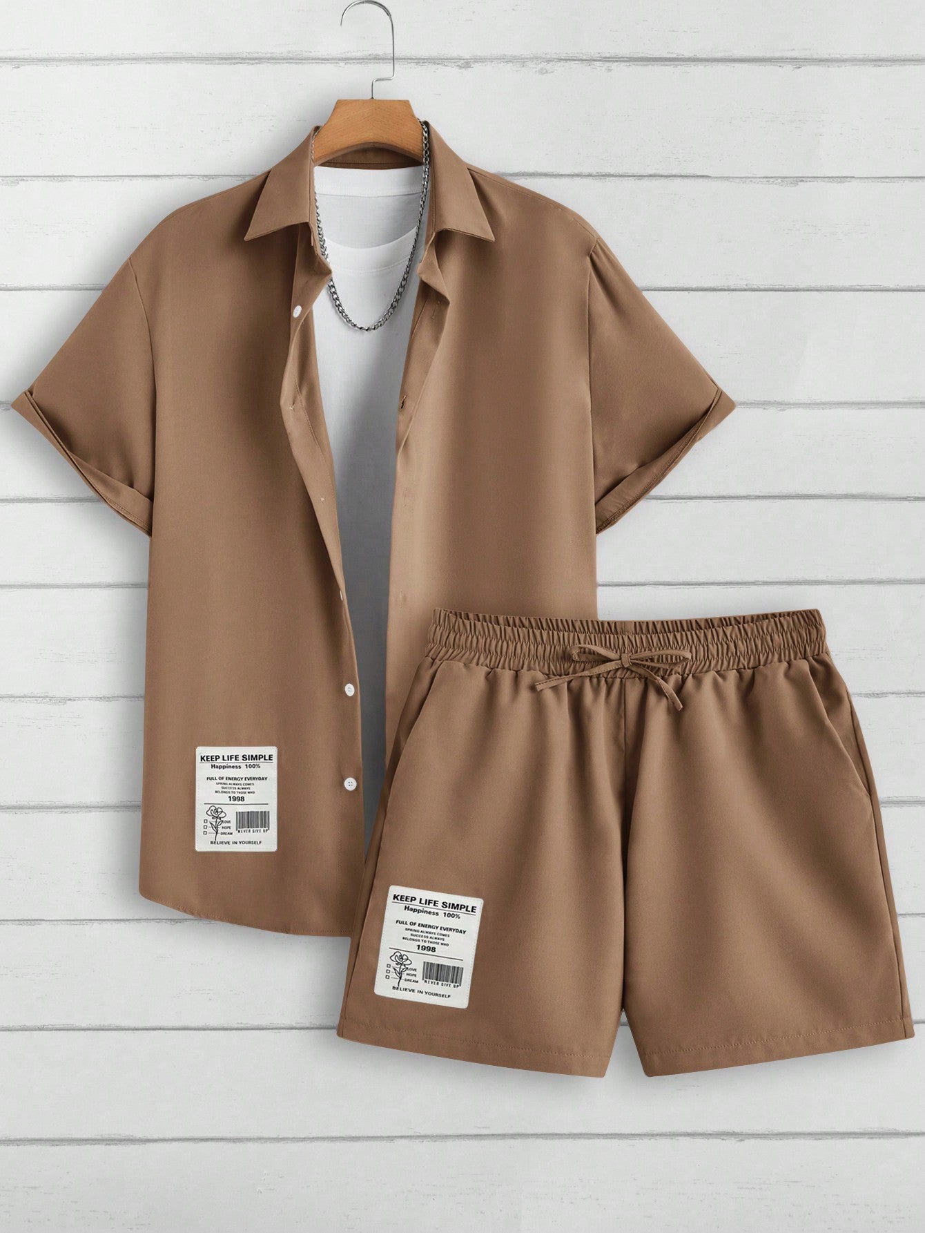 Men's Short Sleeve Shirt And Shorts With Slanted Pockets 2pc Outfit