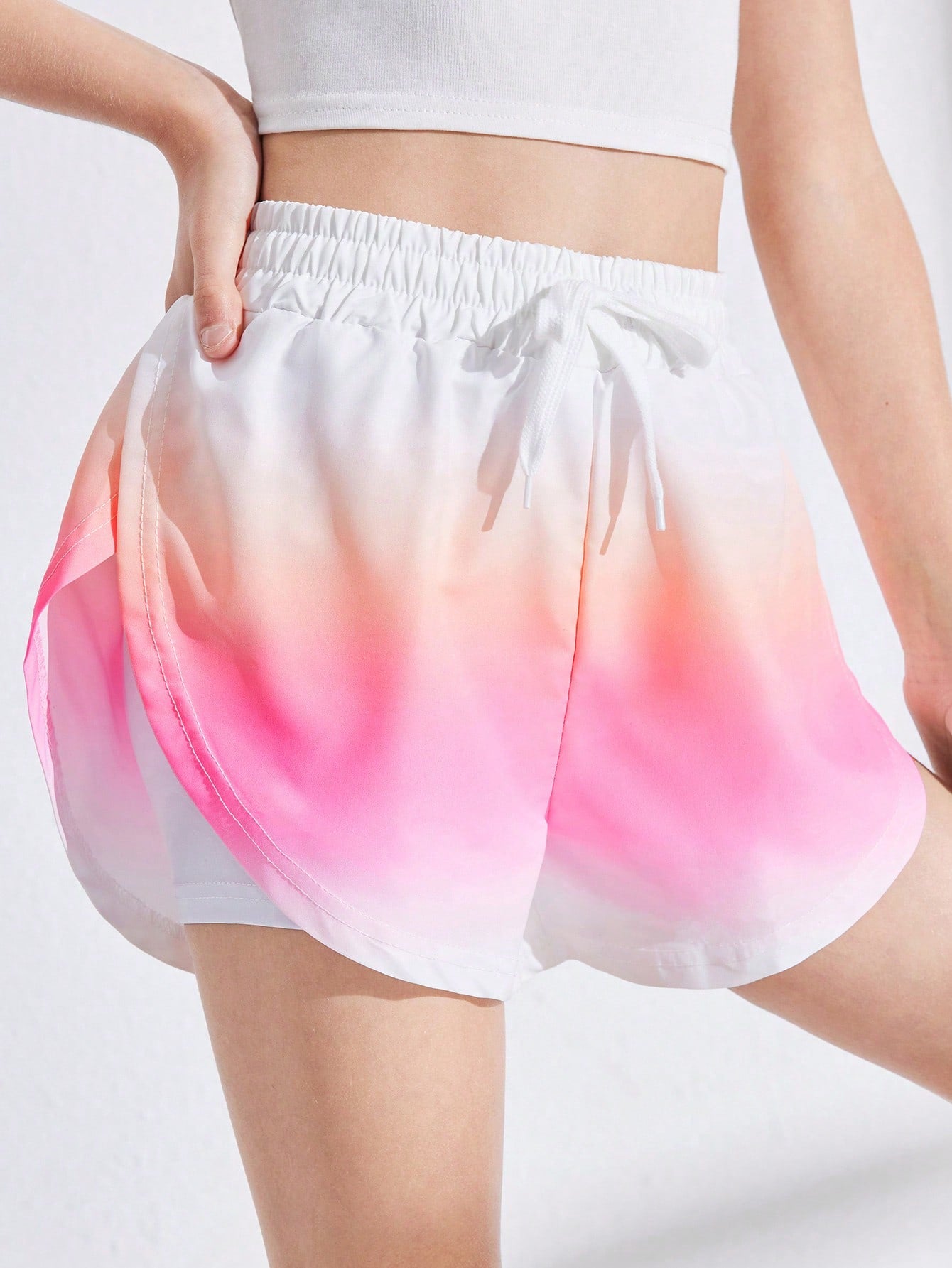 Tween Girl Ombre Drawstring Waist Summer Casual Sports Shorts