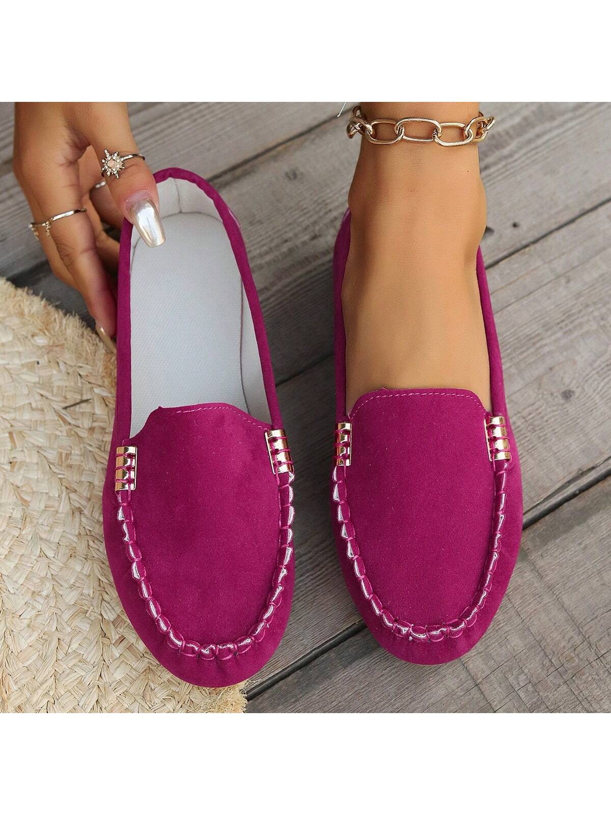 Ladies New Spring And Summer Flat Shoes, Fashionable Shallow Slip-On Pedal, Plus Size Loafers, Comfortable Slouchy Shoes