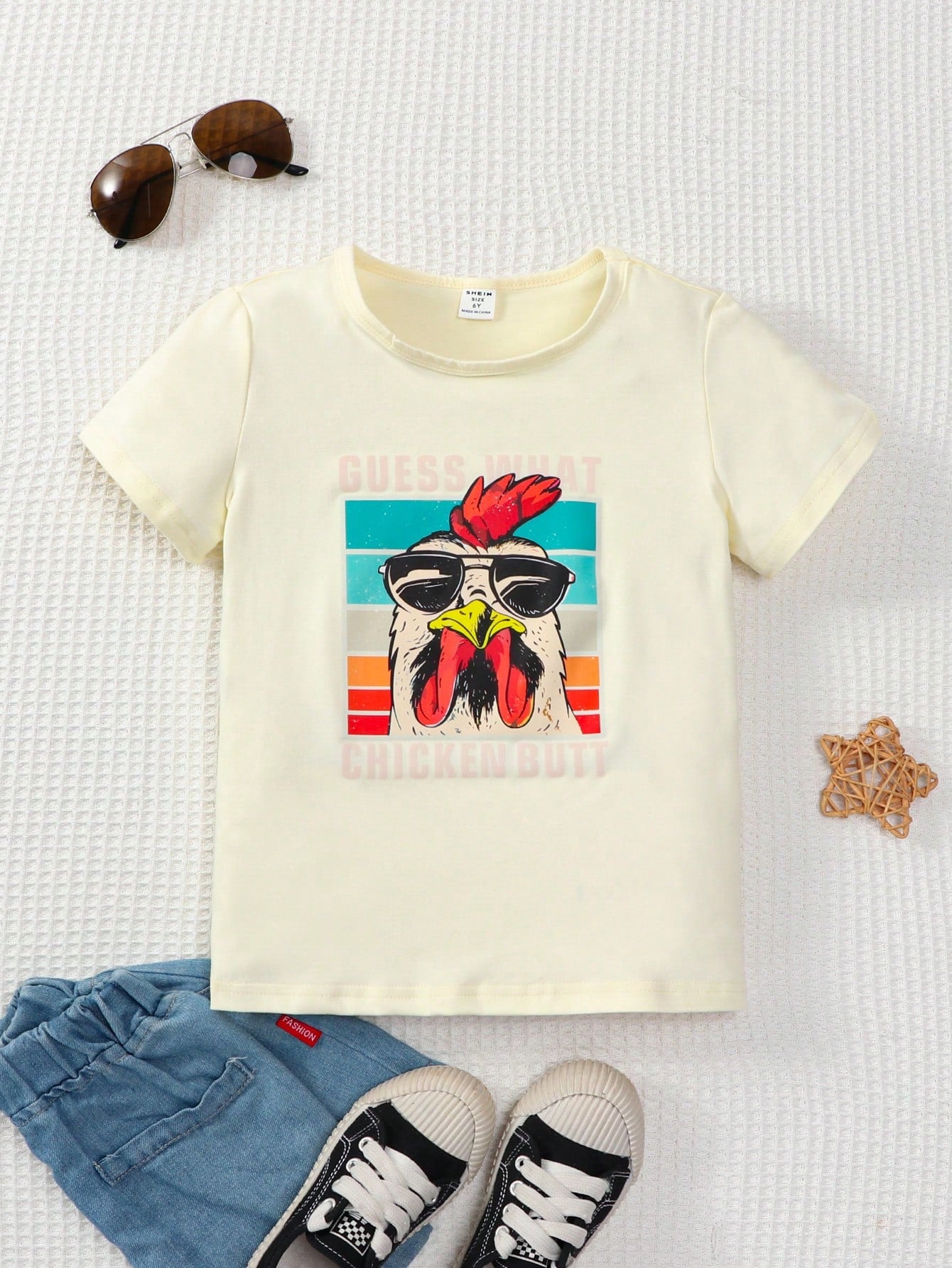 Summer Seasonal Change, Colorful Dopamine Young Boys' Simple Printed Round Neck Heat Transfer Short Sleeve T-Shirt