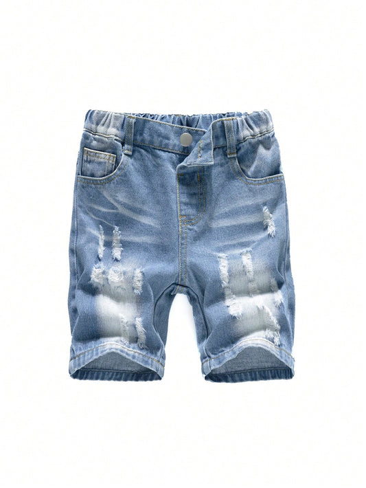 Young Boy Ripped Casual Denim Shorts For Summer