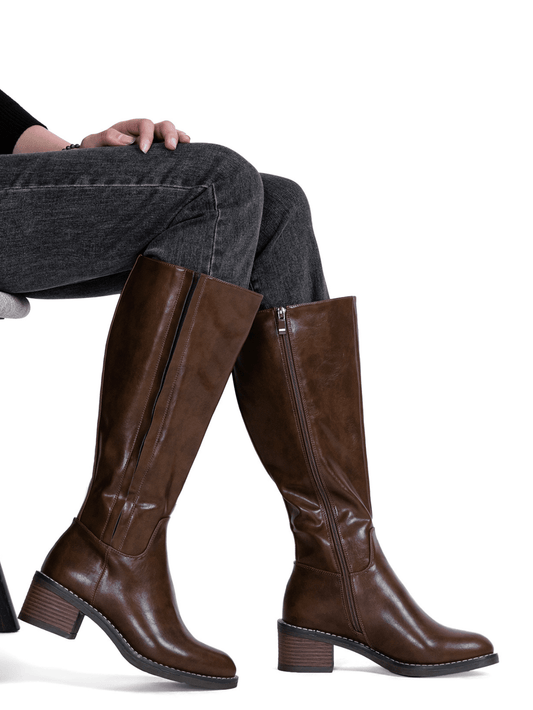 Comfyshoes Women's Knee High Boots, Riding High Boots With Inner Zipper And Side Hidden Elastic Band