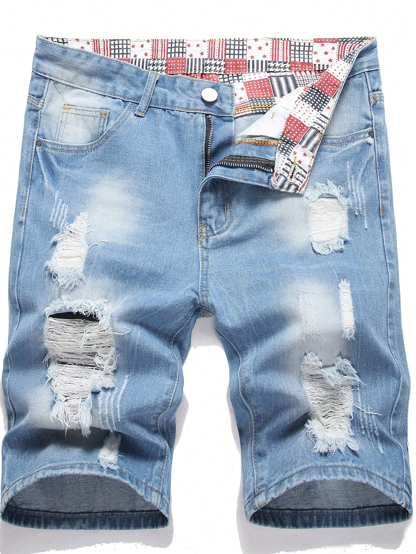 Men Ripped Frayed Denim Shorts